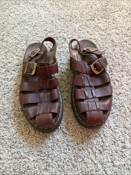 Dr. Martens Shoes - Brown Leather Fisherman Buckle Sandals